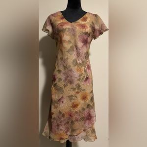 EUC Vintage Fashion Bug Purple and Yellow Floral Sheath Dress size 6